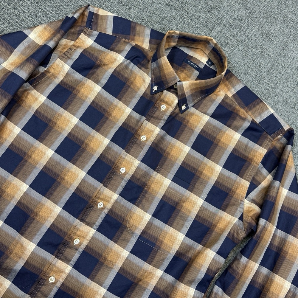 Burberry London Vintage Shirt Men's‎ Large Plaid Flannel Button Long Sleeve